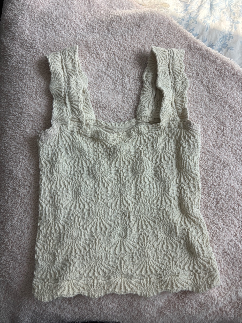 Free People Cream Textured Cotton-Blend Throw